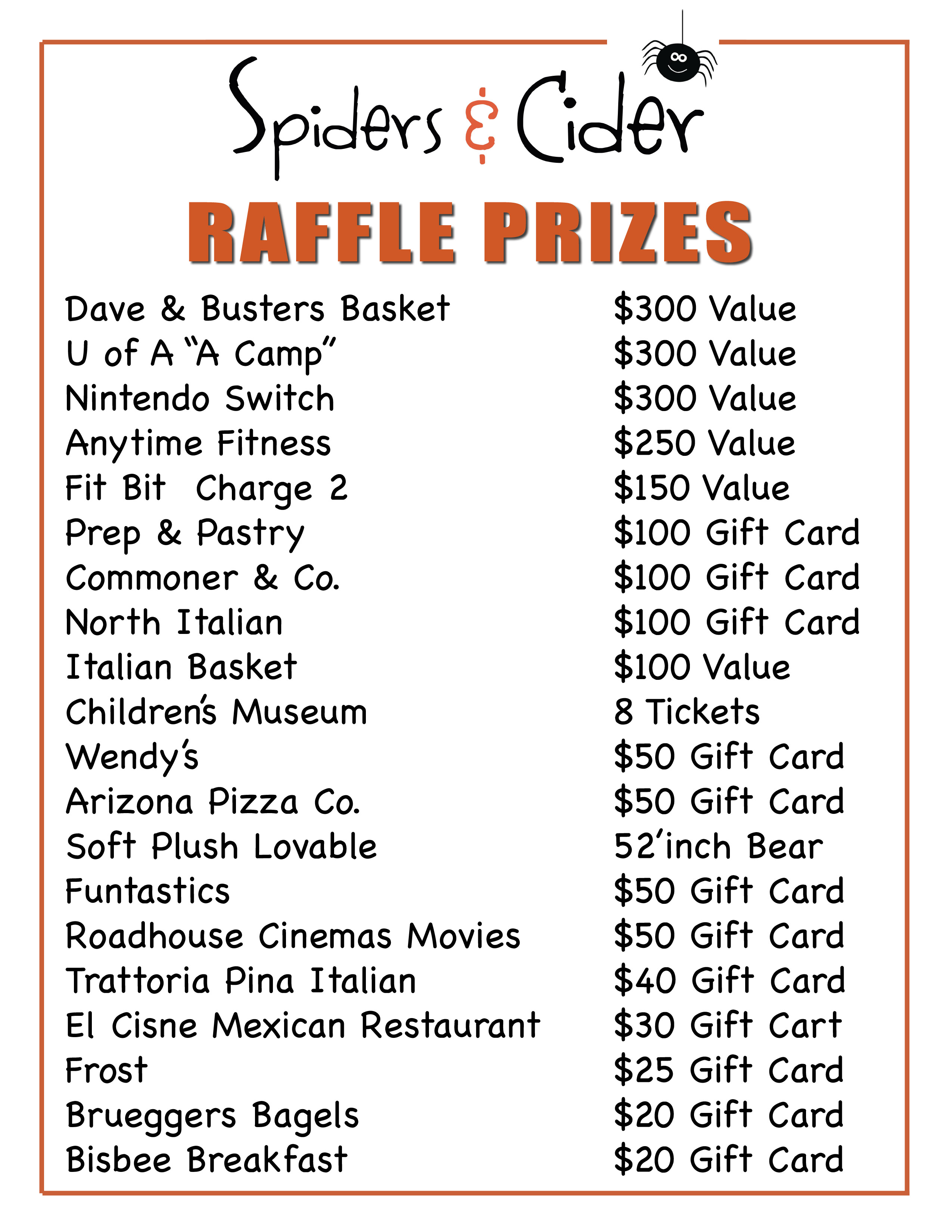 Raffle Prizes Sunrise FFO